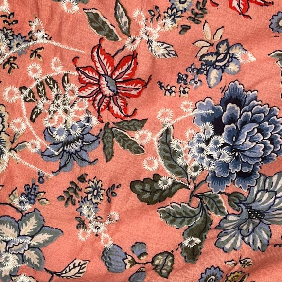 LOFT Pink Floral Swing Dress 3/4 Sleeve Lined Embroidered Scalloped Hem Size 16P - Picture 8 of 12